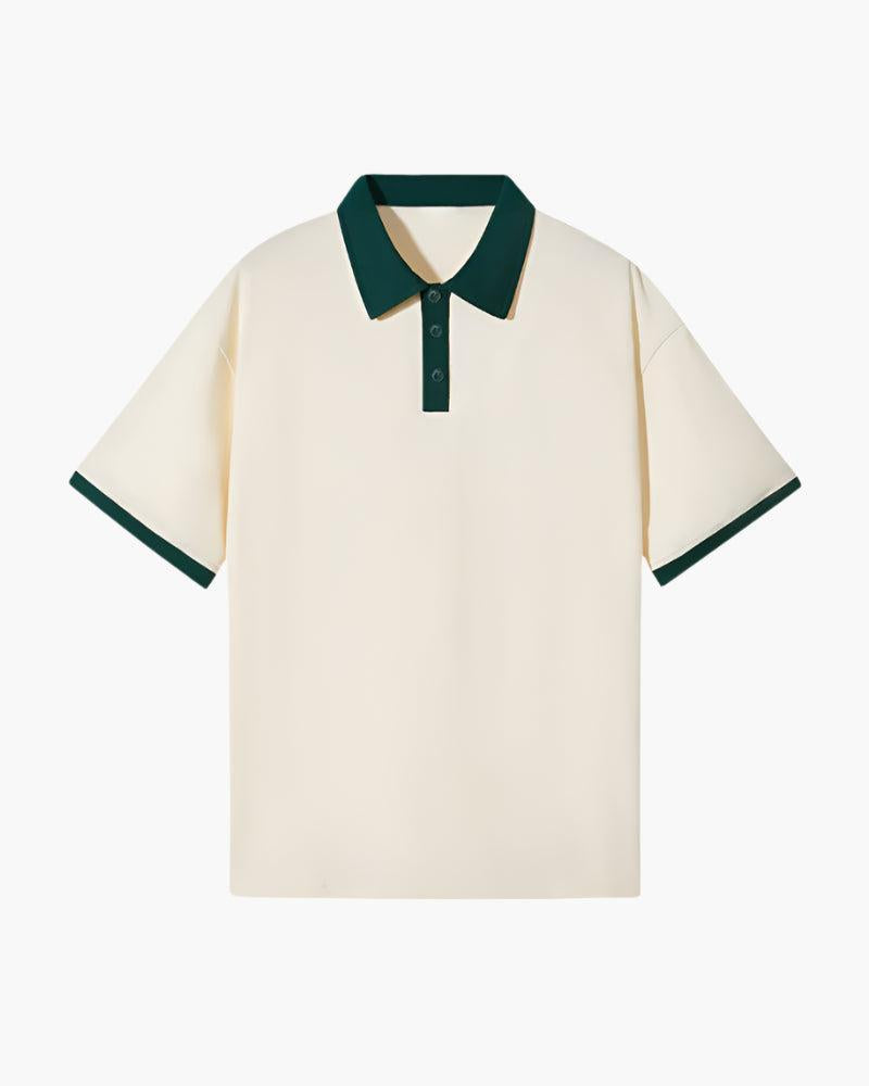 Koszulka polo z kontrastowym kołnierzykiem, luźnym krojem i eleganckim wykończeniem